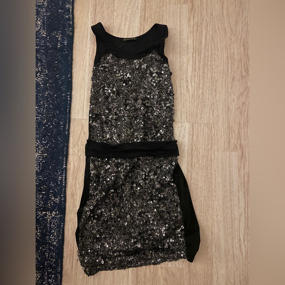 Plein Sud rare Y2K silver and black indie sleaze dress